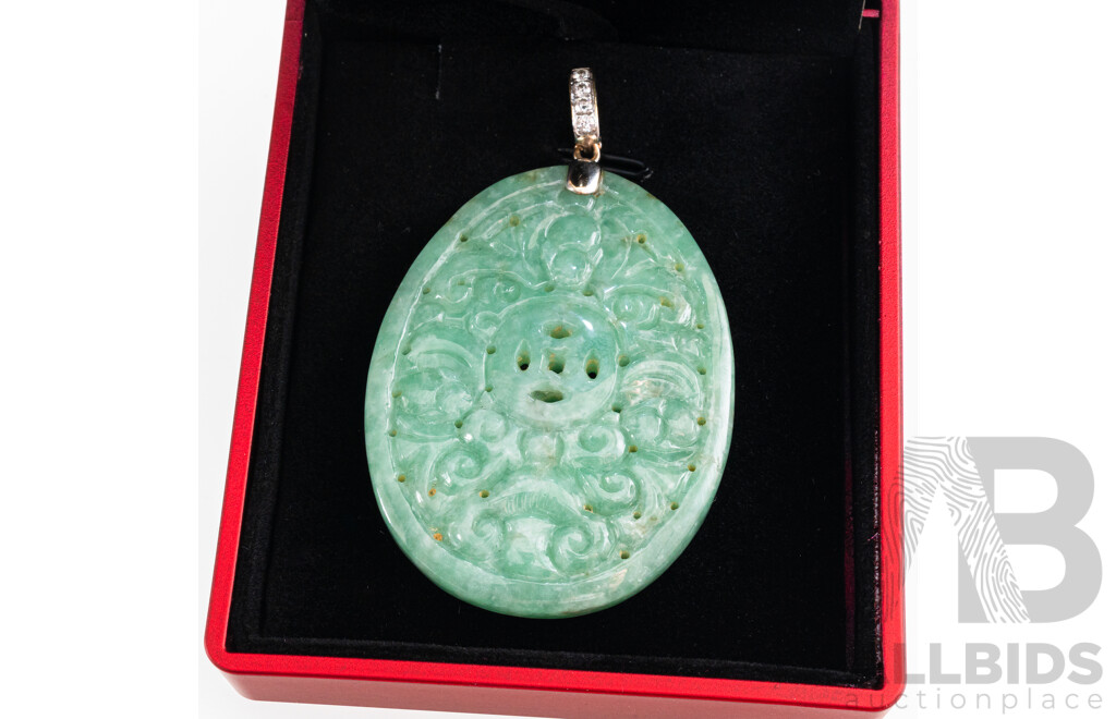 Carved Type A Jade Pendant