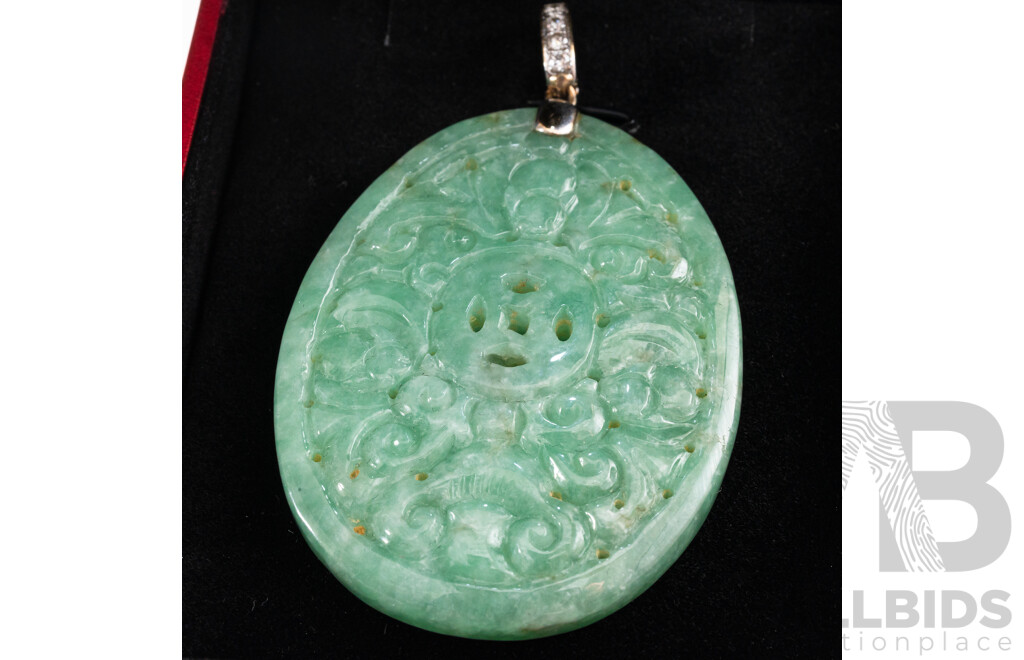 Carved Type A Jade Pendant