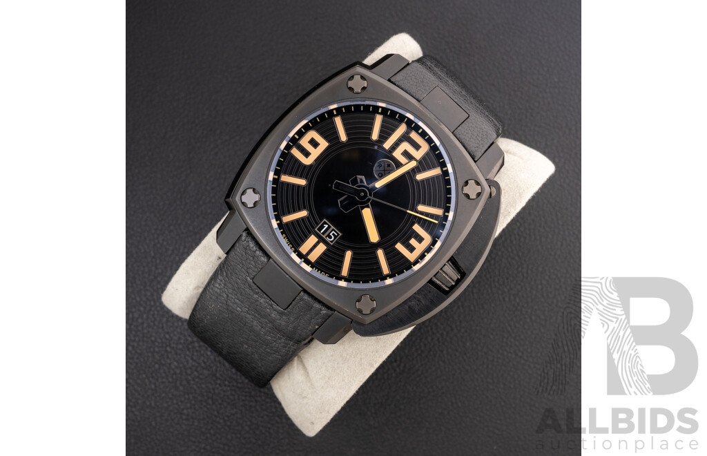 Sam & Rod Time Collection Iconic46-No.02700 Watch, Black & Salmon, 42mm