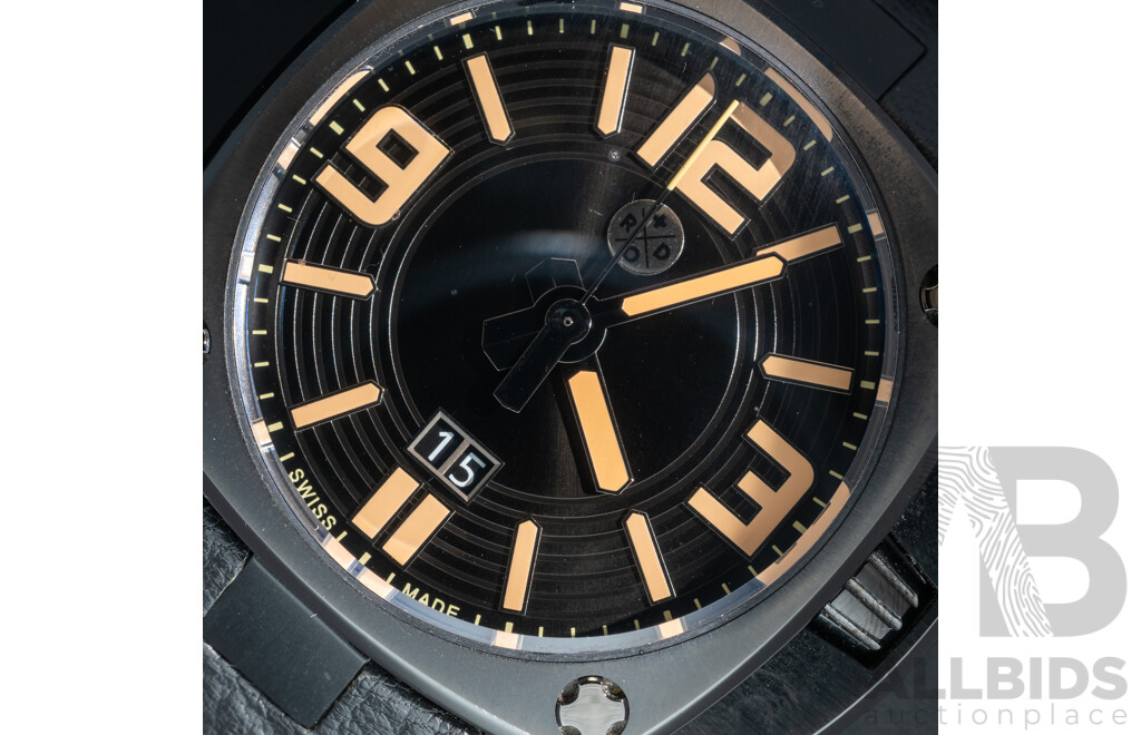 Sam & Rod Time Collection Iconic46-No.02700 Watch, Black & Salmon, 42mm