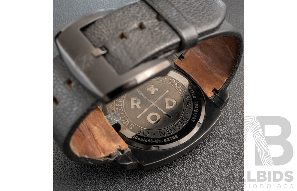 Sam & Rod Time Collection Iconic46-No.02700 Watch, Black & Salmon, 42mm