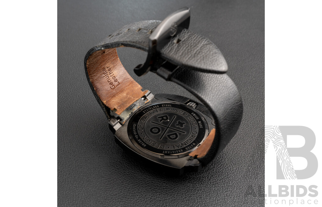 Sam & Rod Time Collection Iconic46-No.02700 Watch, Black & Salmon, 42mm