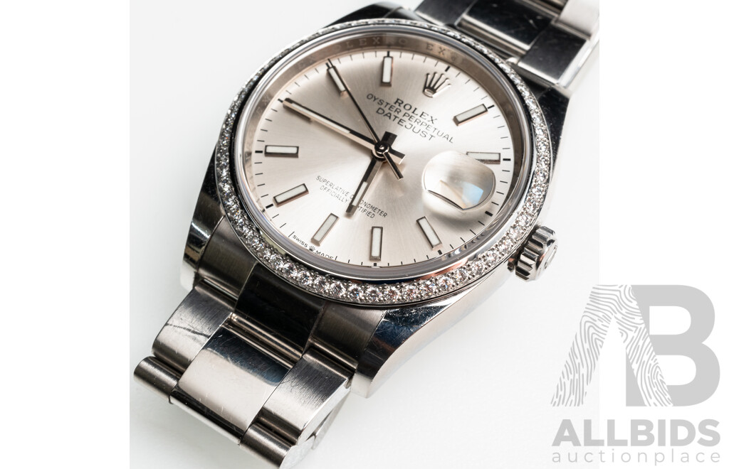 Rolex Datejust 126200 Diamond Bezel Silver Dial