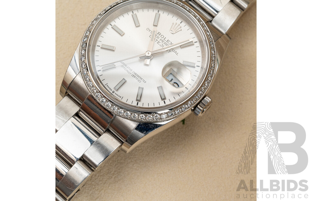 Rolex Datejust 126200 Diamond Bezel Silver Dial