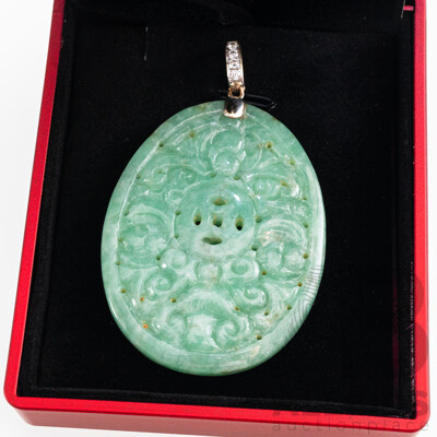 Carved Type A Jade Pendant