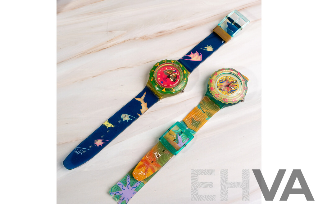 Swatch Scuba 200 'Happy Fish' Watch & Swatch Scuba 200 'Sea Floor' Watch