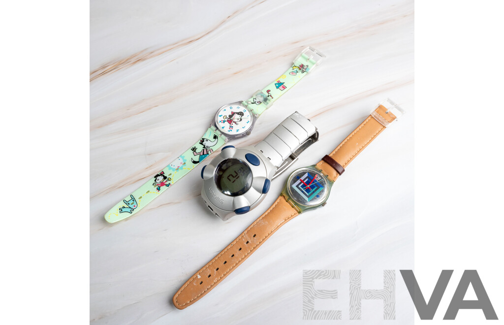 Collection of (3) Vintage Swatch Watches Including '.Beat Aluminium'