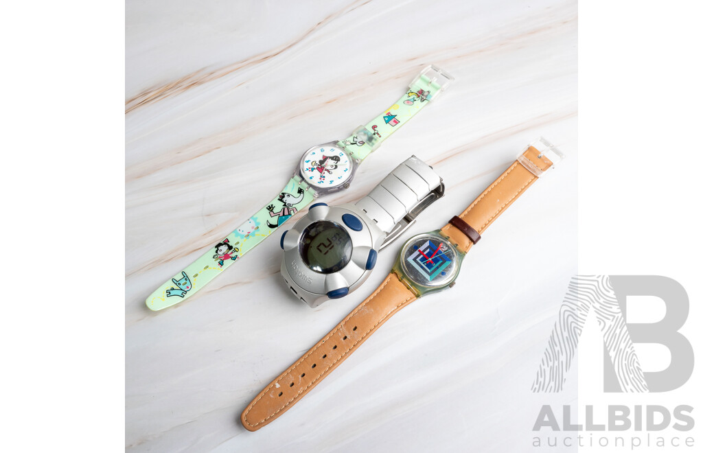 Collection of (3) Vintage Swatch Watches Including '.Beat Aluminium'