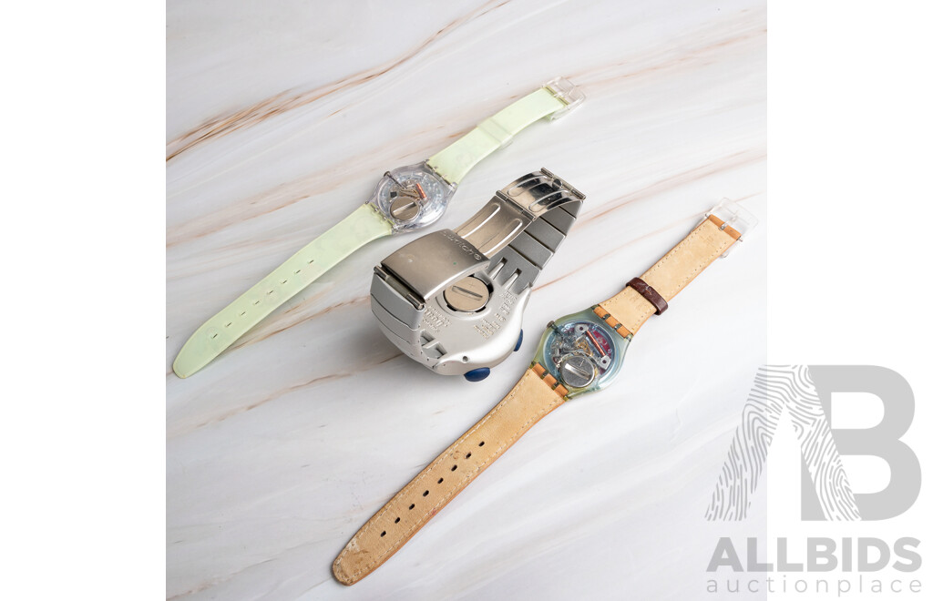 Collection of (3) Vintage Swatch Watches Including '.Beat Aluminium'