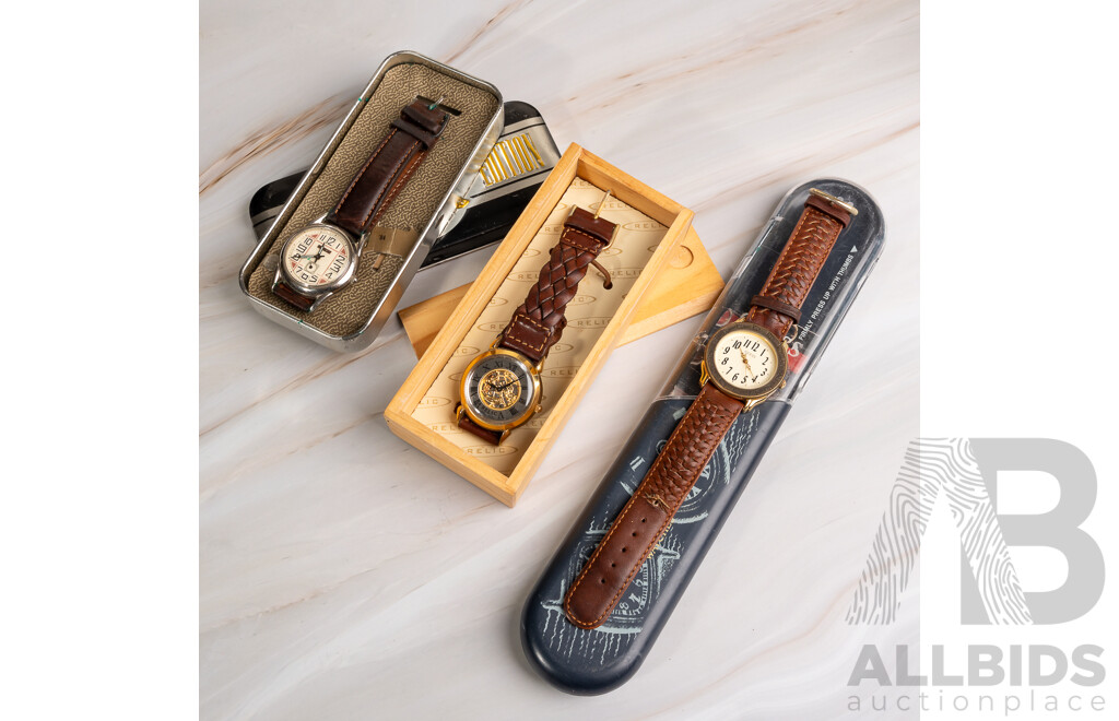 Collection of (3) Vintage Watches - Fossil, Relic & Guess, All in Orginal Presentation Cases