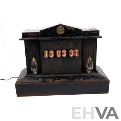 Antique Steel Body Mantle Clock Retro Fitted with Nixie Tube Numerals