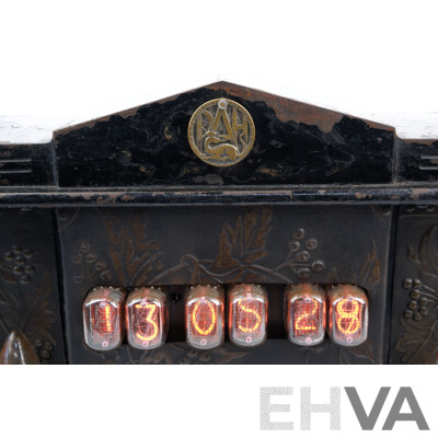 Antique Steel Body Mantle Clock Retro Fitted with Nixie Tube Numerals