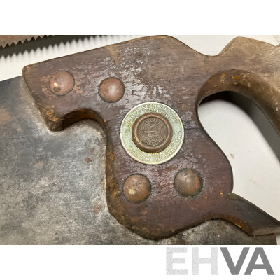 Four Vintage Timber Handsaws Including Slack Sellars and Spear and Jackson