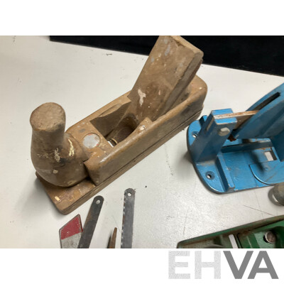 Collection of Vintage Hand Tools Including Stanley Breast Drill, Stanley and Timber Hand Planes, Plumbers Pliers