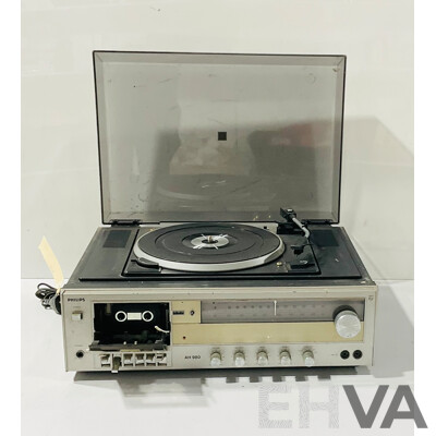 Retro Phillips Cassette & Turntable Unit AH980