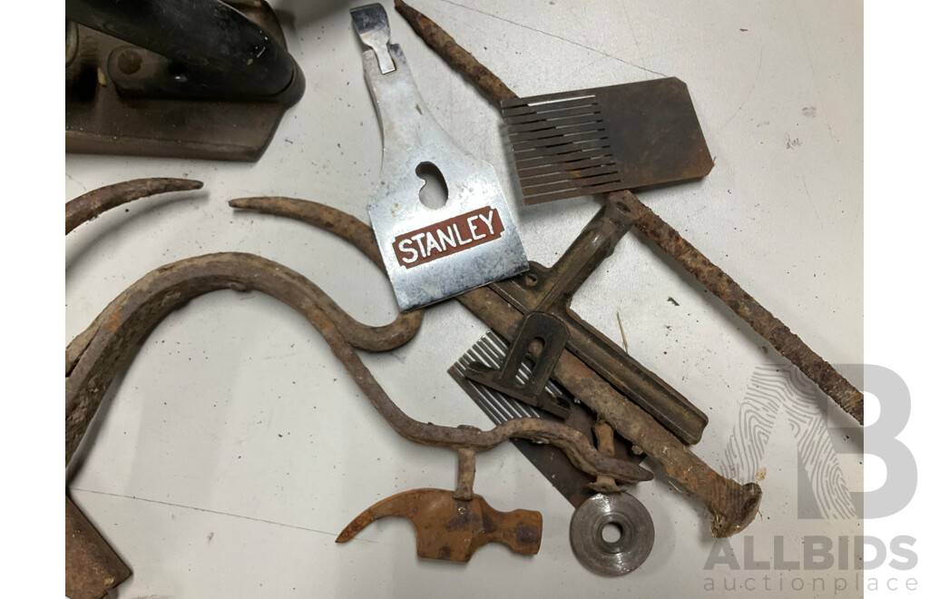 Collection of Vintage Hand Tools Including Stanley Breast Drill, Stanley and Timber Hand Planes, Plumbers Pliers