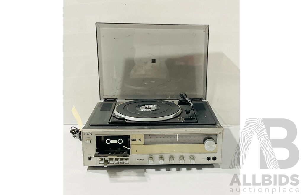 Retro Phillips Cassette & Turntable Unit AH980