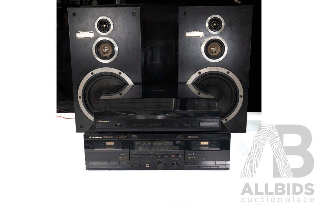 Pioneer Double Stereo Cassette Deck CT W 500, Pair Pioneer S Z85D Speakers, Pioneer Stereo Turntable PL Z82