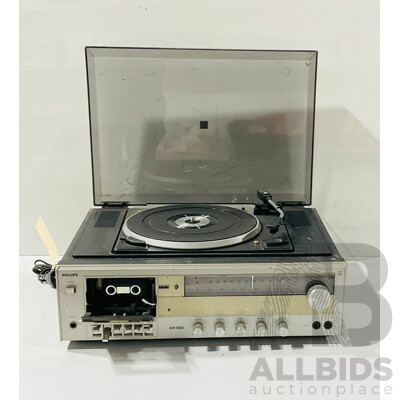 Retro Phillips Cassette & Turntable Unit AH980