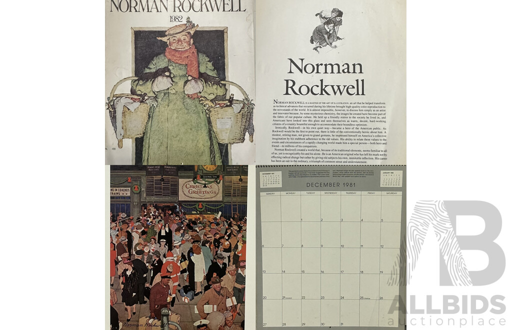 Norman Rockwell, (20th Century, American,1894-1978) Vintage Norman Rockwell Calendar Published 1982 (Just After Rockwell's Passing), 36 x 31 cm