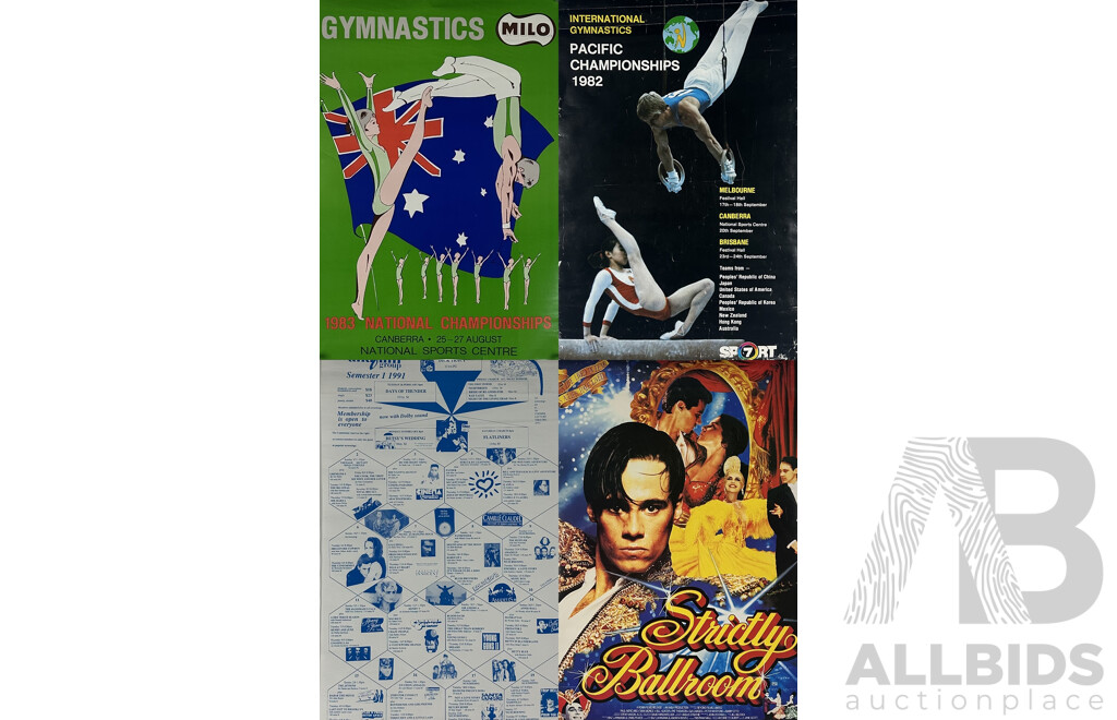 Collection of Eleven Vintage Posters Including Movie Posters - Strictly Ballroom and More, The Cure,  Advertisement From the Private Bin Circa Early 1990s! and More, 153 x 104 cm (largest)