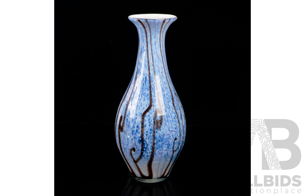 Art Glass Heavy Based Vase with Striped Detail