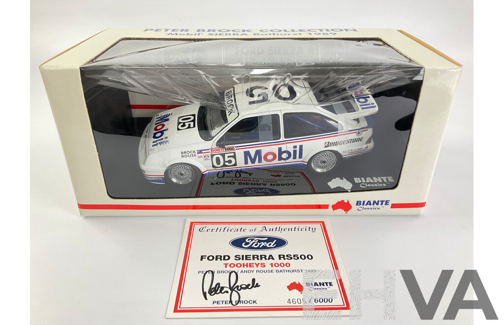 Vintage Diecast Biante Classics Ford Sierra, 1989 Bathurst, Peter Brock Collection with COA Signed by Peter Brock- 1:18 Scale