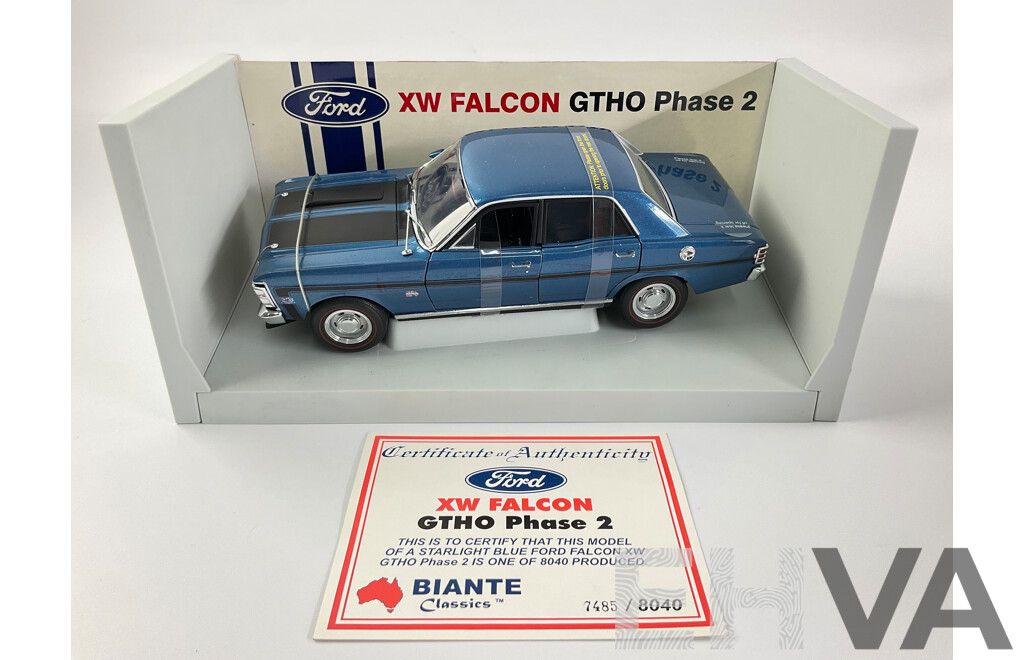 Vintage Diecast Biante Classics Ford XW Falcon GTHO Phase 2 with COA - 1:18 Scale