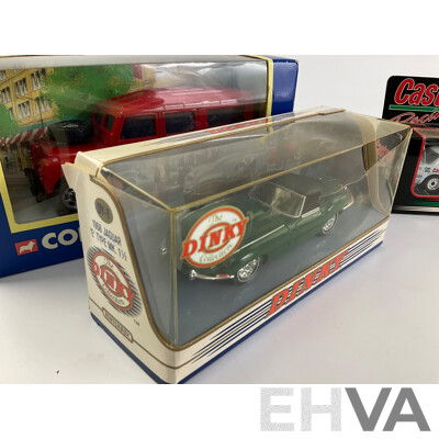 Corgi Royal Mail Land Rover, 1968 Jaguar E Type and Matchbox Castrol Racing EF Falcon