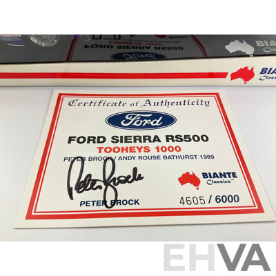 Vintage Diecast Biante Classics Ford Sierra, 1989 Bathurst, Peter Brock Collection with COA Signed by Peter Brock- 1:18 Scale