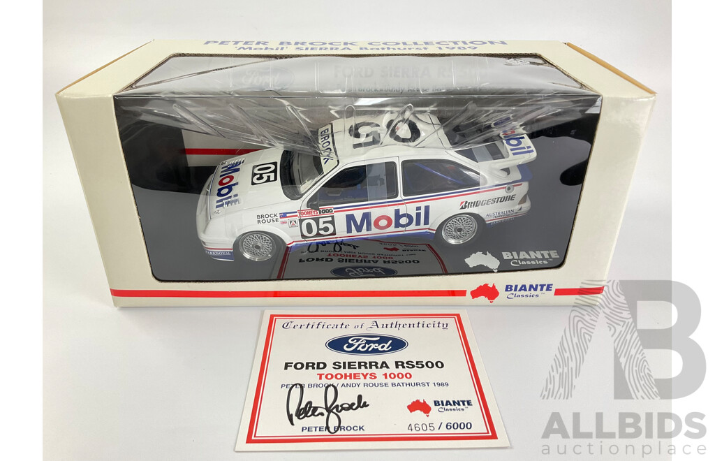 Vintage Diecast Biante Classics Ford Sierra, 1989 Bathurst, Peter Brock Collection with COA Signed by Peter Brock- 1:18 Scale