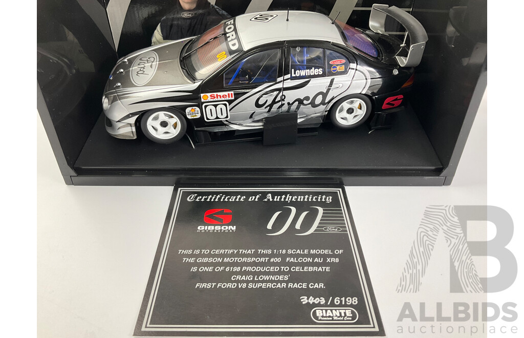 Biante Diecast Ford Falcon AU, Gibson Motorsport, Craig Lowndes with COA - 1:18 Scale