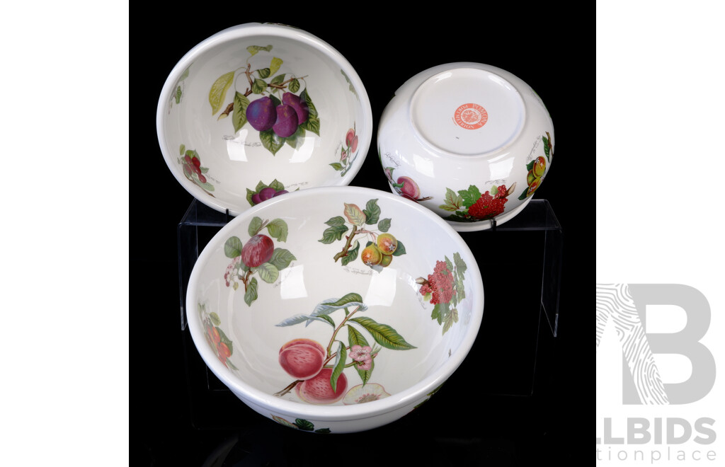 Collection Three Portmeirion Pomona Porcelain Bowls in Graduating Sizes