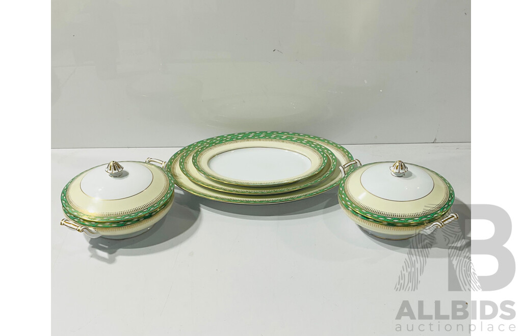 Five Pieces Retro Japanese Noritake Porcelain Comprising Three Graduating Platters and Two Lidded Tureens