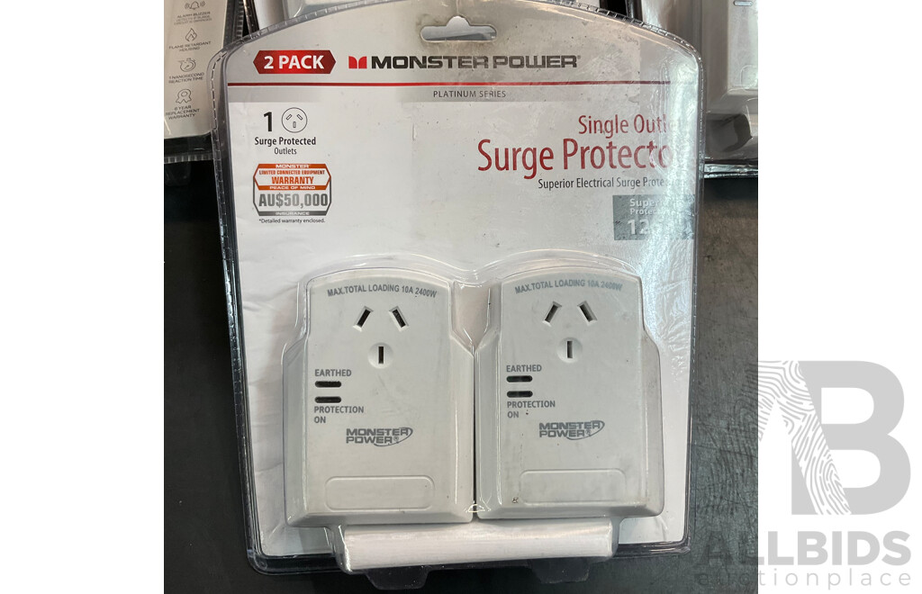 MONSTER POWER One Outlet Surge Cube 2PK X7 & THOR Single Outlet Power Protection and Filtration X10