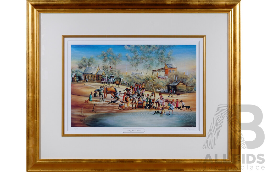 Max Mannix, (20th Century, Australian, 1939-), Sunday School Picnic, Quality Print of the Original Oil on Canvas, 42 x 63 cm (image)