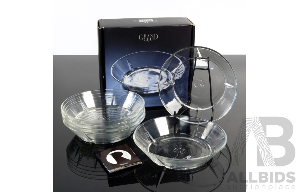 Set Six Danish Rosendahl Gand Cru Crystal Bowls Designed by Erik Bagger, Four in Original Box