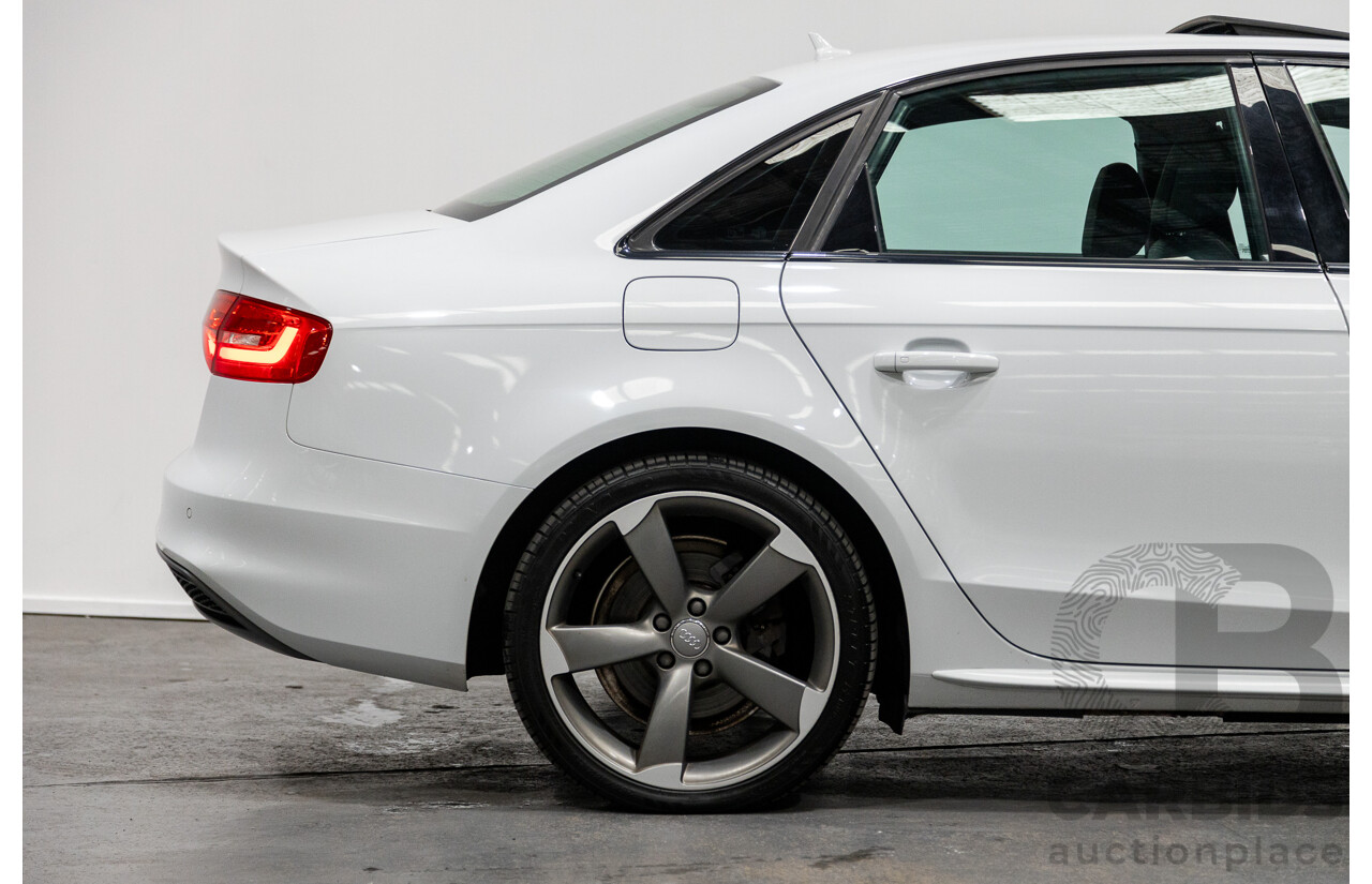 6/2014 Audi A4 2.0 TFSI S-Line Quattro (AWD) B8 (8K) MY14 4d Sedan Glacier White Turbo 2.0L