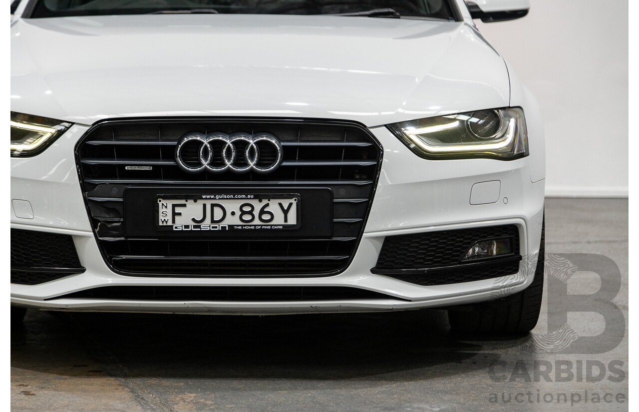 6/2014 Audi A4 2.0 TFSI S-Line Quattro (AWD) B8 (8K) MY14 4d Sedan Glacier White Turbo 2.0L