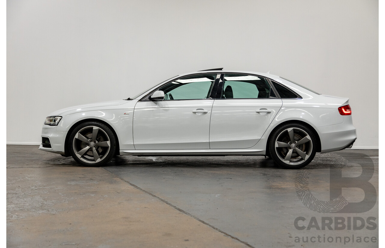 6/2014 Audi A4 2.0 TFSI S-Line Quattro (AWD) B8 (8K) MY14 4d Sedan Glacier White Turbo 2.0L