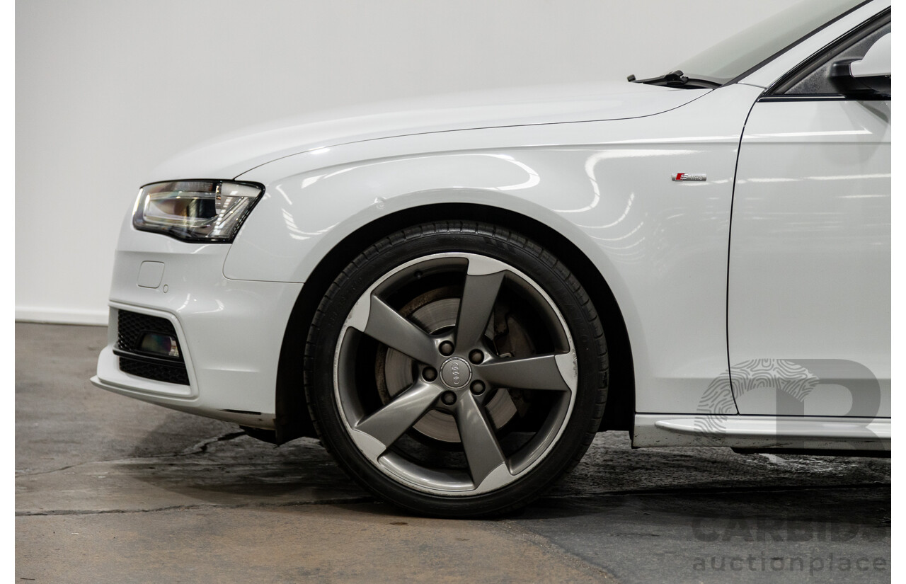 6/2014 Audi A4 2.0 TFSI S-Line Quattro (AWD) B8 (8K) MY14 4d Sedan Glacier White Turbo 2.0L