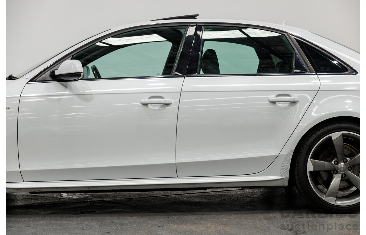 6/2014 Audi A4 2.0 TFSI S-Line Quattro (AWD) B8 (8K) MY14 4d Sedan Glacier White Turbo 2.0L