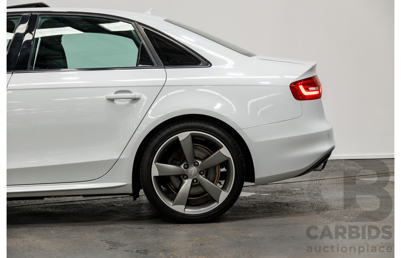 6/2014 Audi A4 2.0 TFSI S-Line Quattro (AWD) B8 (8K) MY14 4d Sedan Glacier White Turbo 2.0L