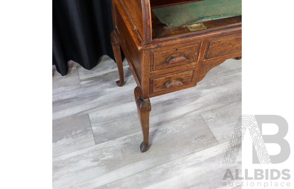 Edwardian Oak Cylinder Desk