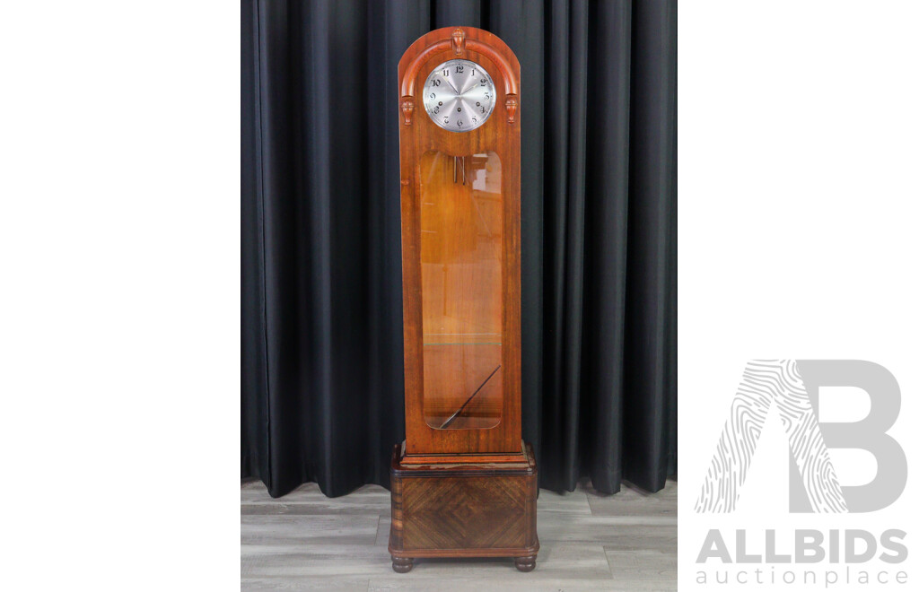 Art Deco Mahogany Grandmother Clock