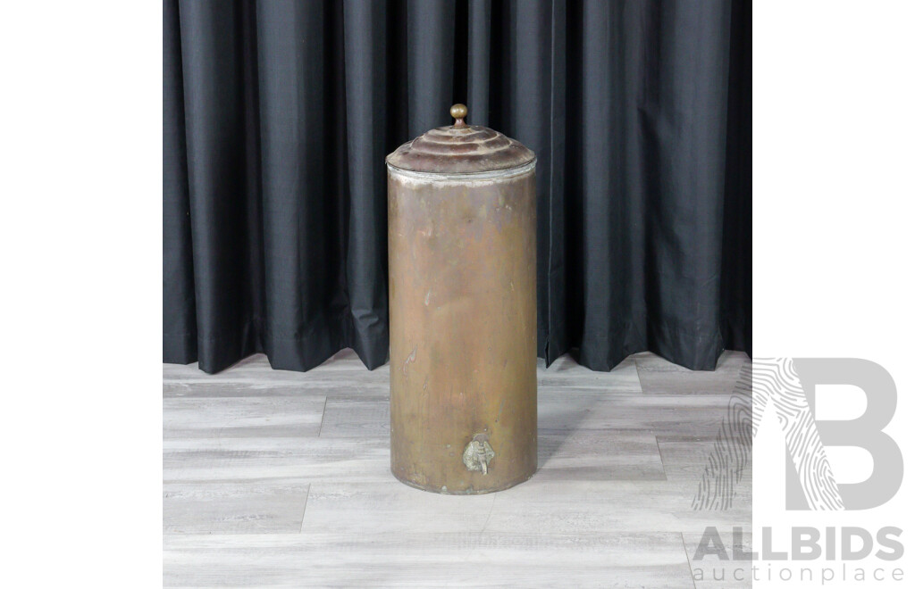 Vintage Copper Lidded Vat with Brass Tap