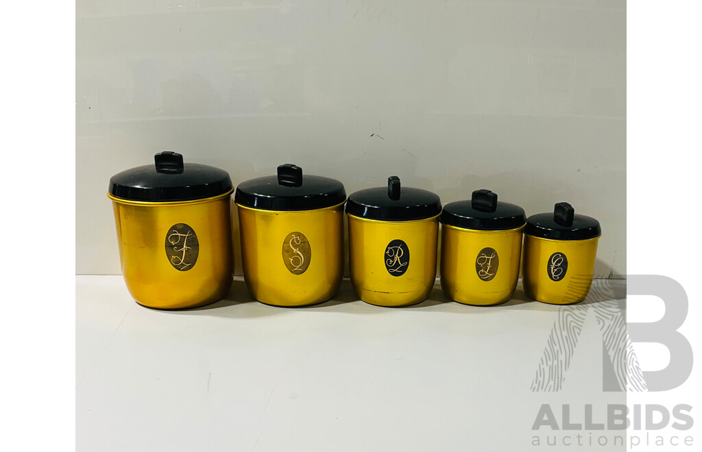 Collection of Australian Made Anodised Aluminium Graduated Cannisters