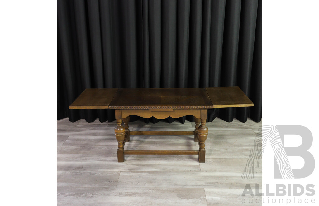 Vintage Oak Coffee Table with Extension Ends