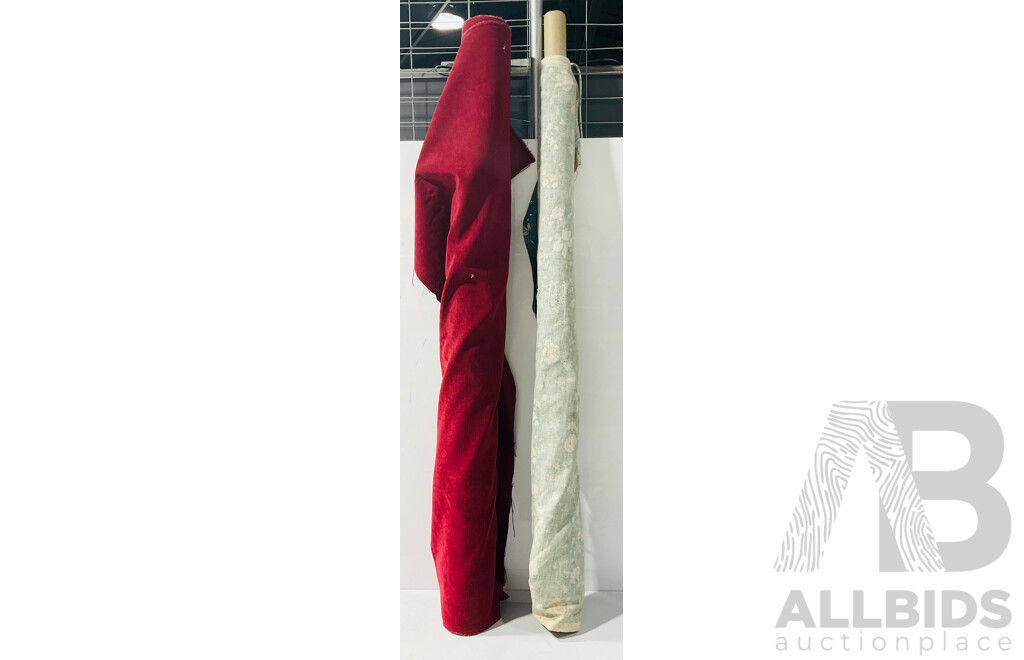 Two Rolls of Upholstery Fabric with Interesting Pattern on Bolt