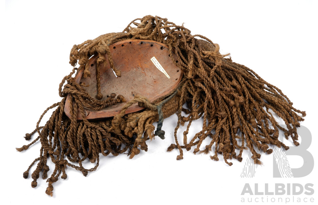 Antique Hand Carved Wooden African Dan Dance Mask with Hessian Beard and Hair